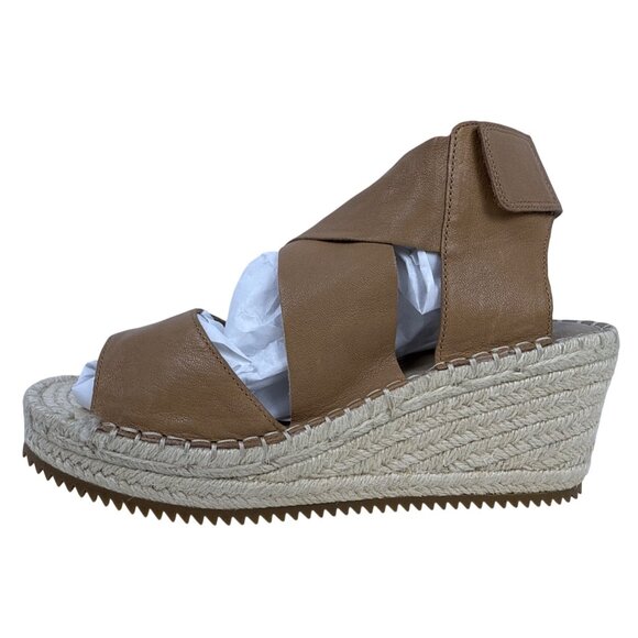 Eileen Fisher Women's Willow Tumbled Tan Leather Wedge Espadrille Sandal 8 - Picture 5 of 10